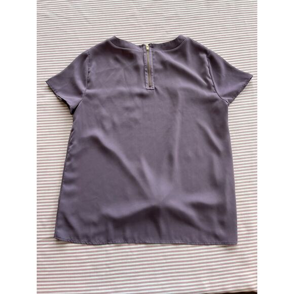 Pink Rose Women's Short Sleeve Purple Pocket T-Shirt Size M Back zipper casual - Picture 2 of 7